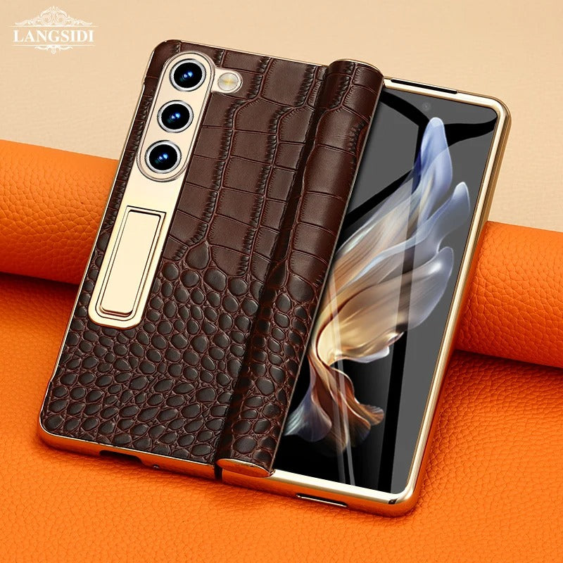 Plating Magnetic Hinge Stand Back Cover with Mirror Film
