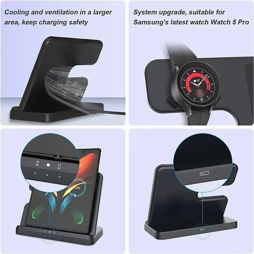 3 In 1 Wireless Charger Stand Fast Charging Dock Station