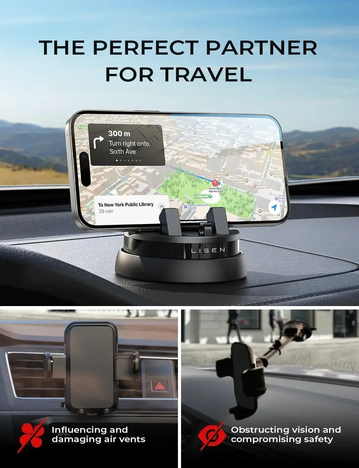 360 Rotation Dashboard Mobile Phone Holder