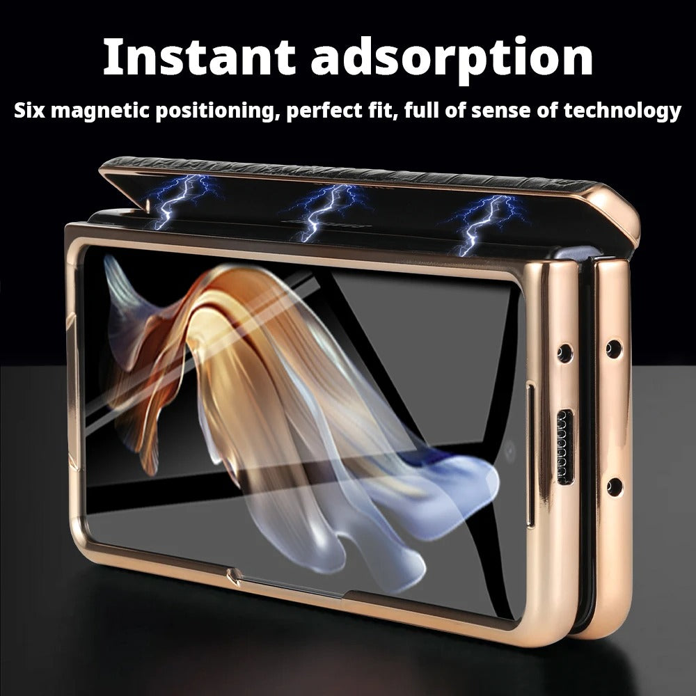 Plating Magnetic Hinge Stand Back Cover with Mirror Film