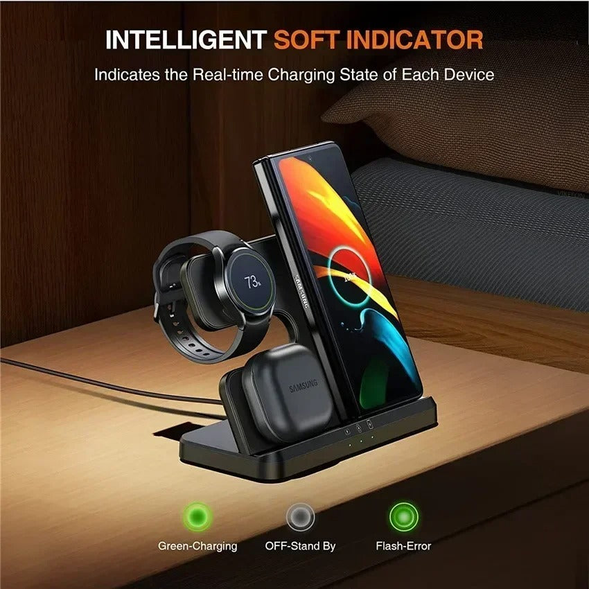 3 In 1 Wireless Charger Stand Fast Charging Dock Station