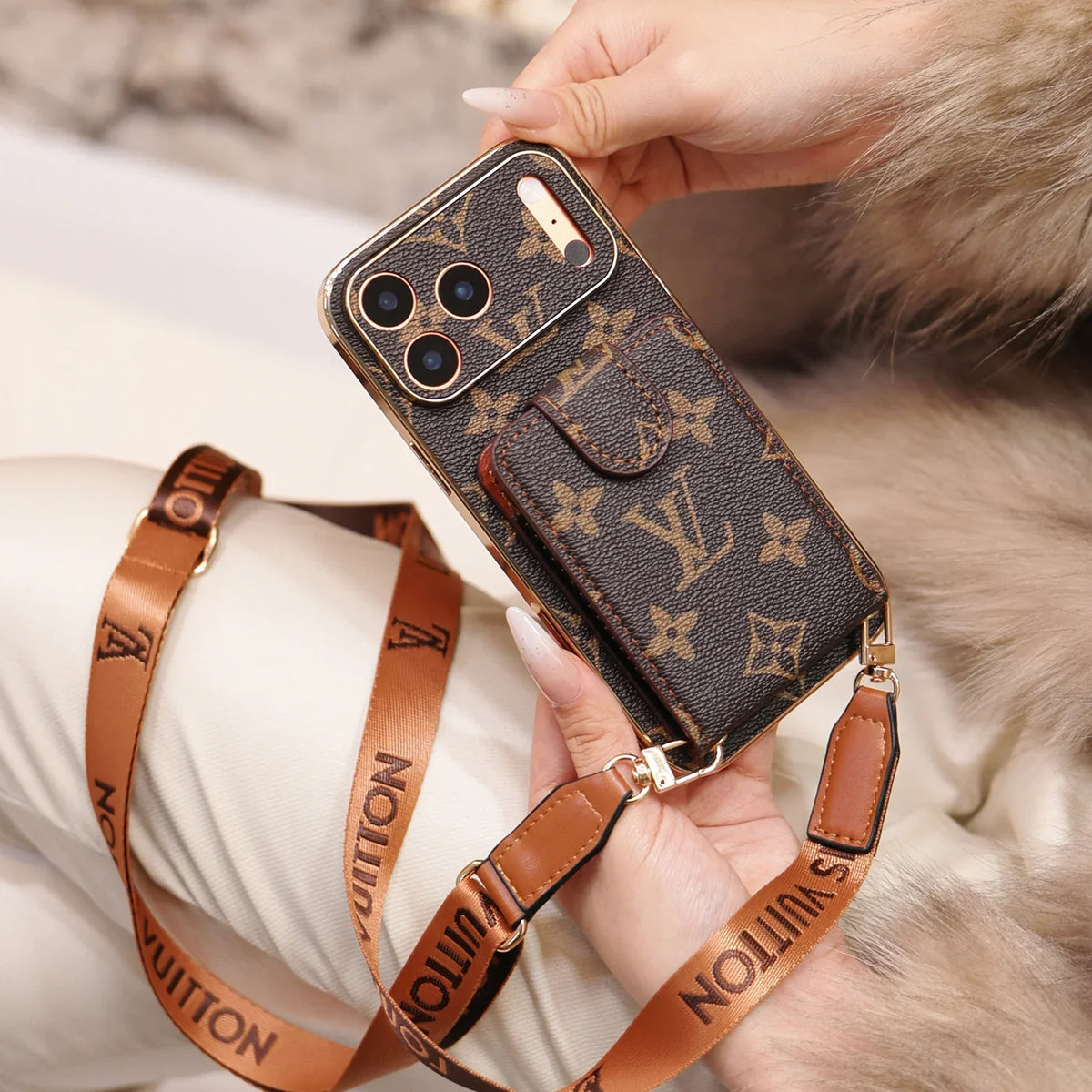 Luxury Monogram Crossbody Wallet Case