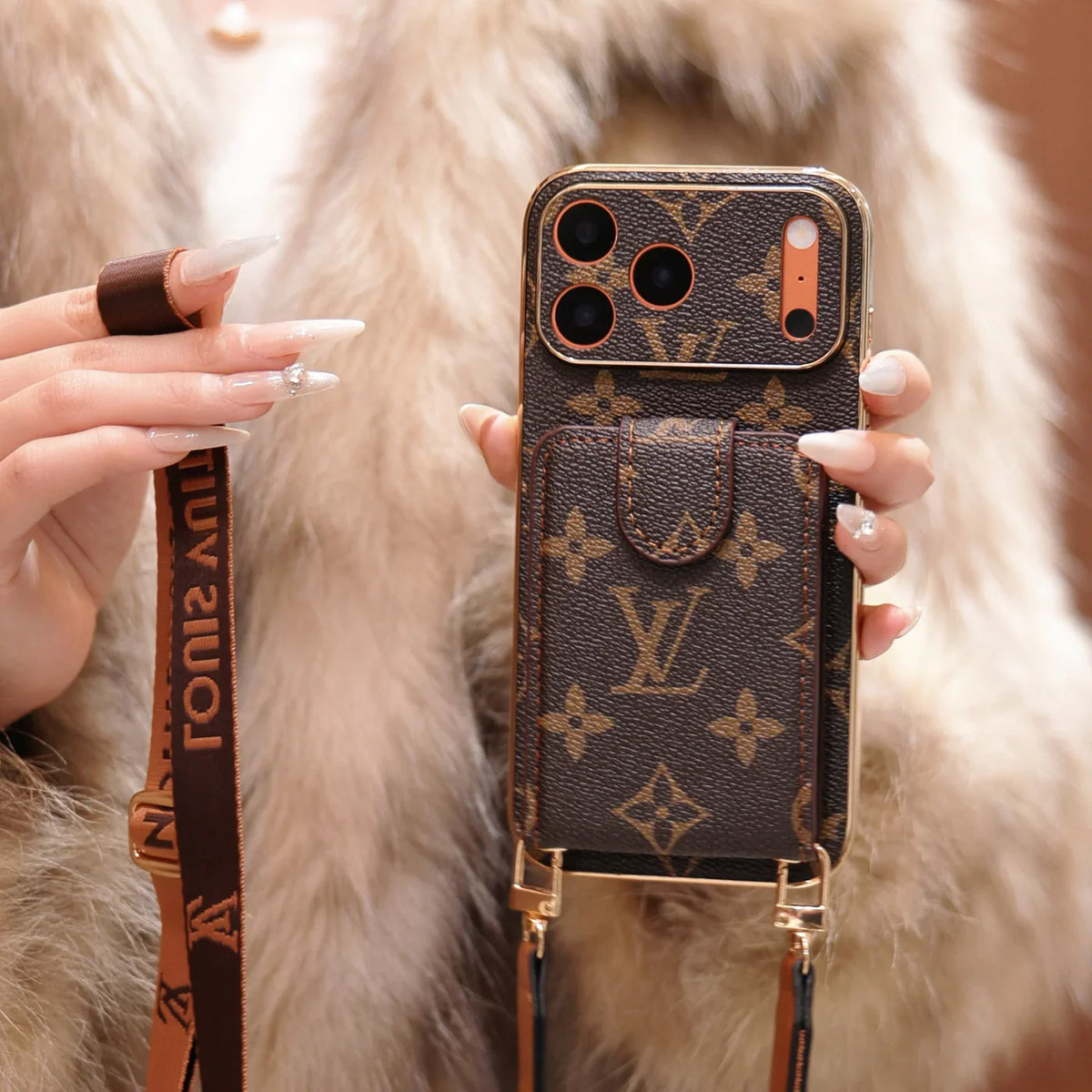 Luxury Monogram Crossbody Wallet Case
