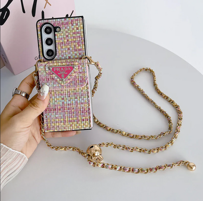 Chic Crossbody Tweed Wallet Case