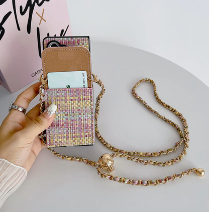 Chic Crossbody Tweed Wallet Case