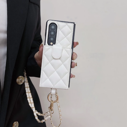 Luxury Leather Flip Wallet Case For Z Fold