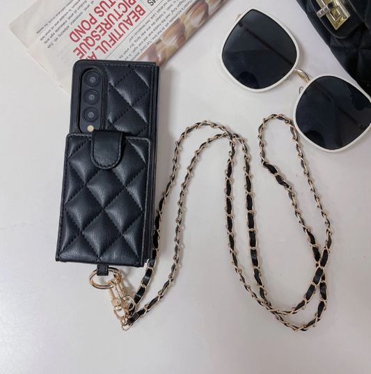 Luxury Leather Flip Wallet Case For Z Fold