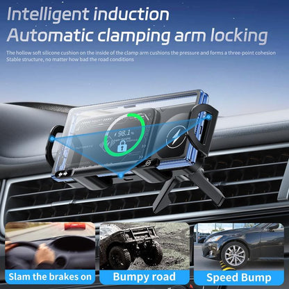 Foldable Car Phone Holder – Auto Clamp & Fast Wireless Charging