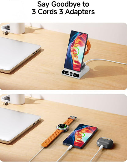 3-in-1 Wireless Charging Station with Clock
