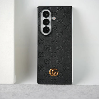 Luxury Black Leather Case for Galaxy Z Fold – Elegant Protection