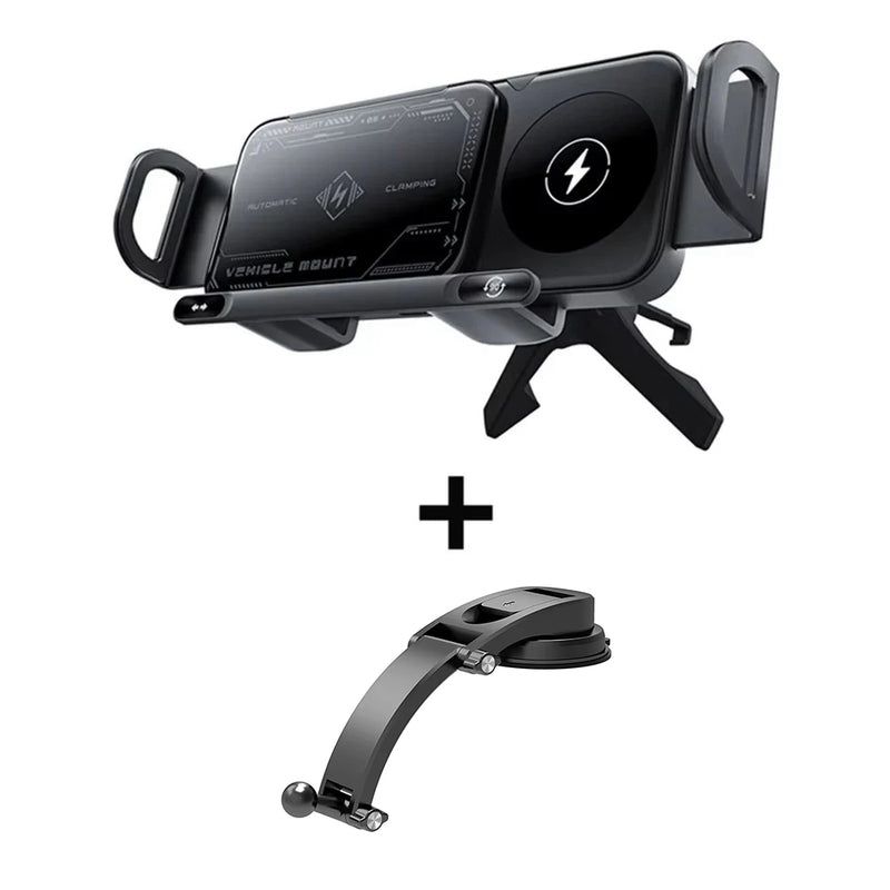 Foldable Car Phone Holder – Auto Clamp & Fast Wireless Charging