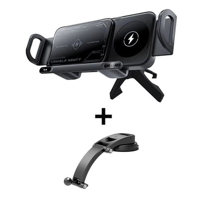 Foldable Car Phone Holder – Auto Clamp & Fast Wireless Charging